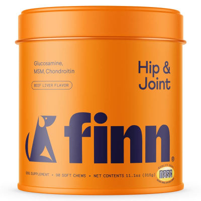 FINN Hip and Joint Supplement for Dogs - Glucosamine, Chondroitin, MSM, Turmeric, Bioperine, B-Vitamins - 90 Soft Chews